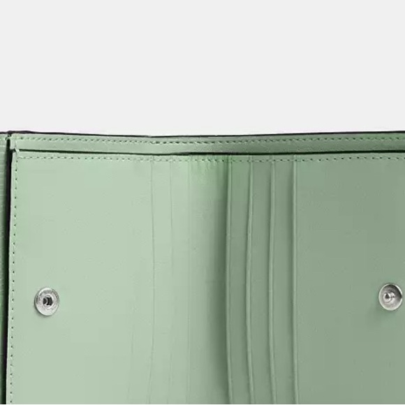 FOR ELANA💚COACH💚 Eliza Silver/Pale Green Small Wallet/NWT - Picture 4 of 10